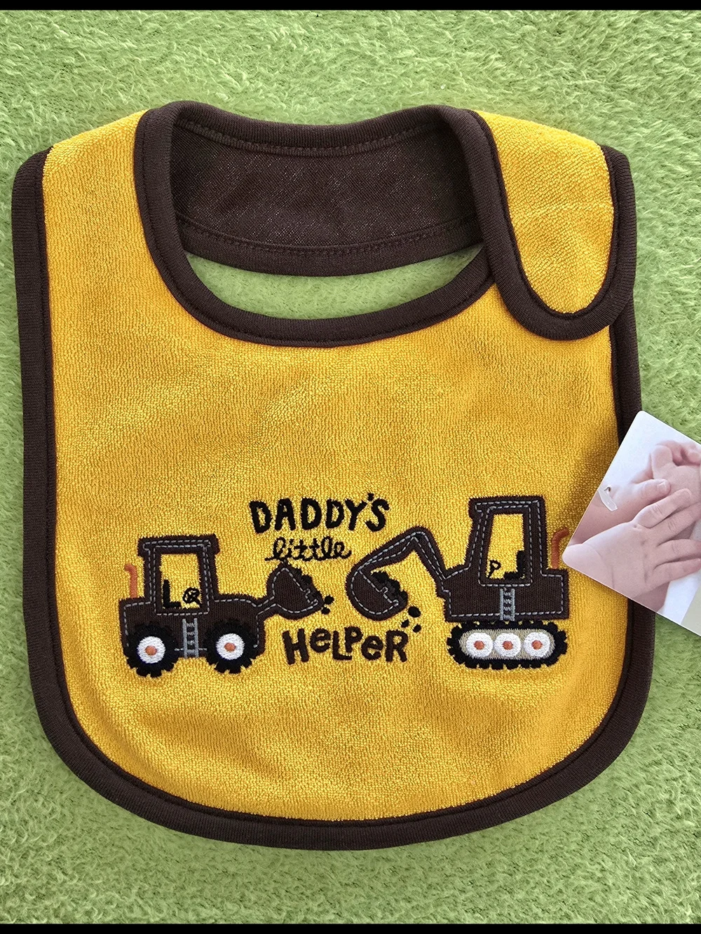 NWT Baby BOYS DADDY'S little HeLPeR BIB CARTERS TERRY -GOLD & BROWN TRACTORS (9)